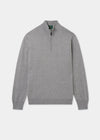 Men's Cotton Merino Quarter Zip Neck Jumper in Light Grey