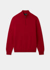 Men's Cotton Merino Quarter Zip Neck Jumper in Red