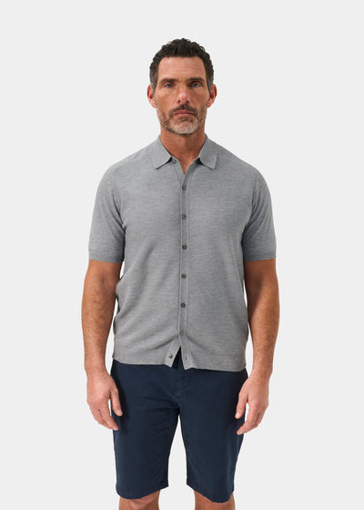 Men's Cotton Merino Shirt in Light Grey