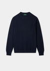 Men's Cotton Merino Crew Neck Sweatshirt Jumper in Dark Navy