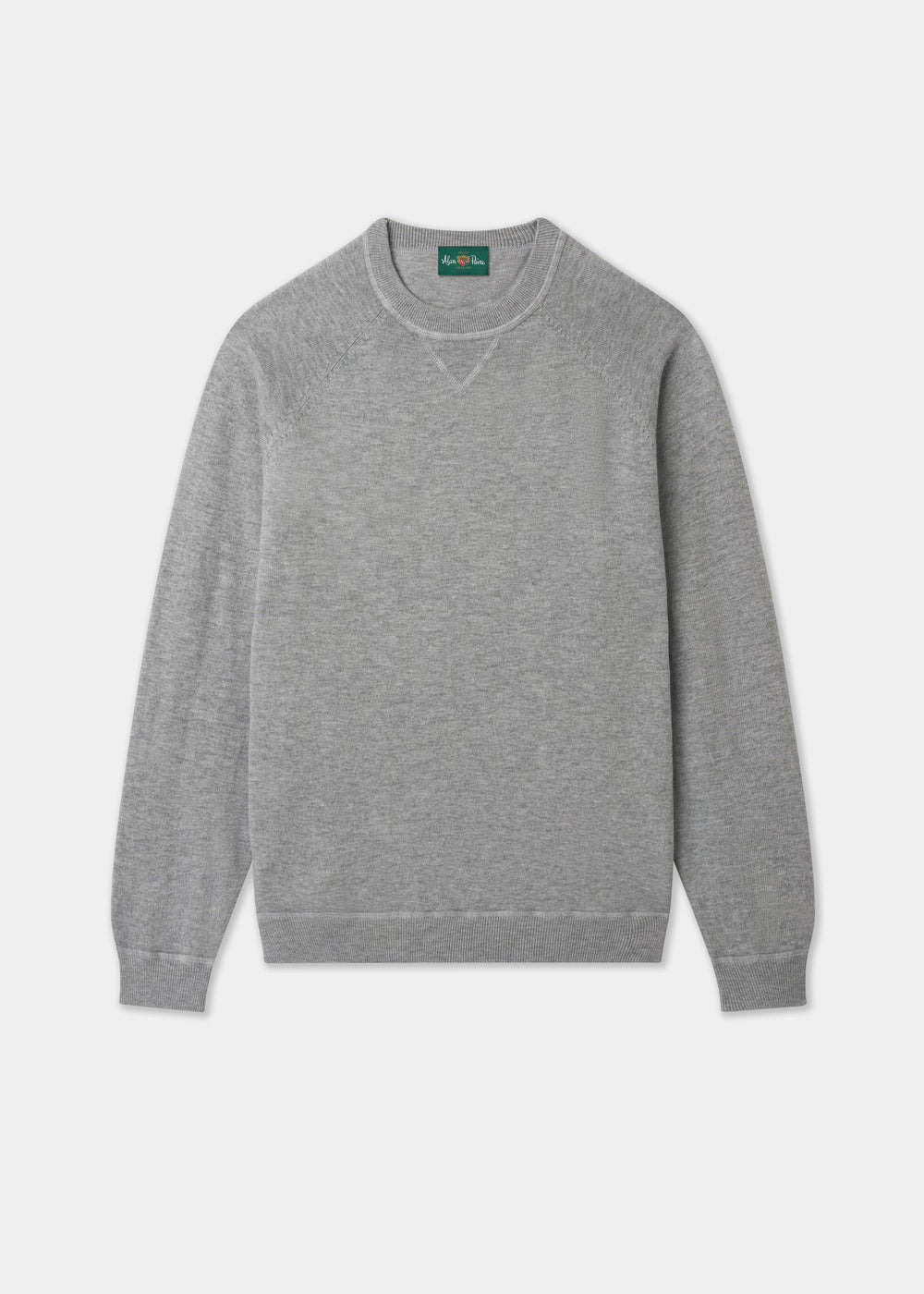 Men's Cotton Merino Crew Neck Sweatshirt Jumper in Light Grey