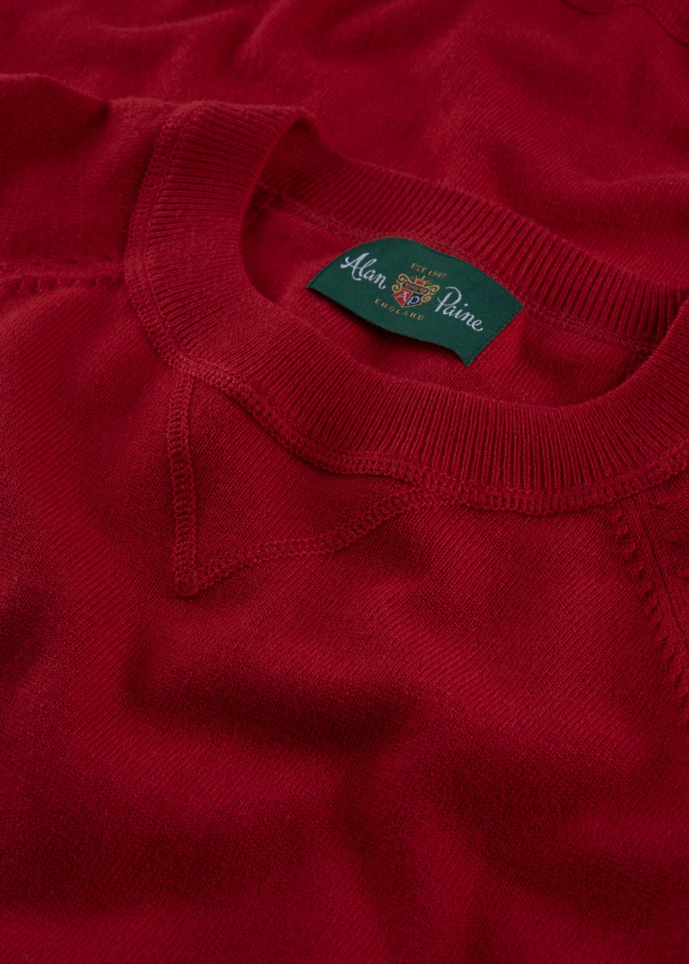 Men's Cotton Merino Crew Neck Sweatshirt Jumper in Red