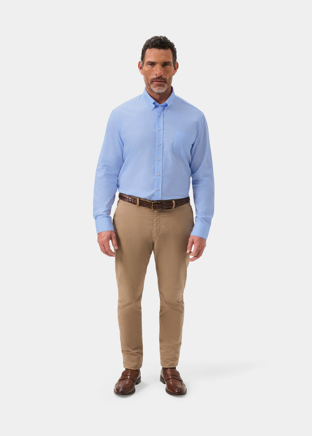 Men's Oxford Cotton Long Sleeve Shirt in Blue