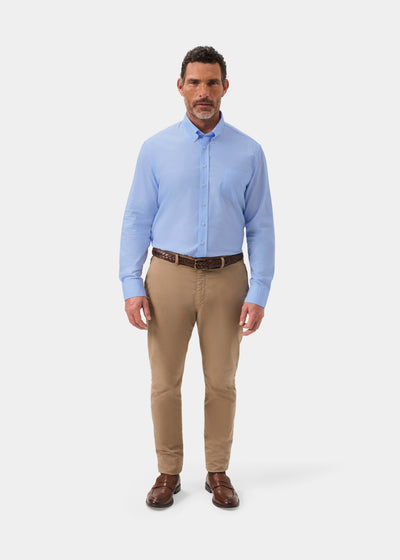 Men's Oxford Cotton Long Sleeve Shirt in Blue