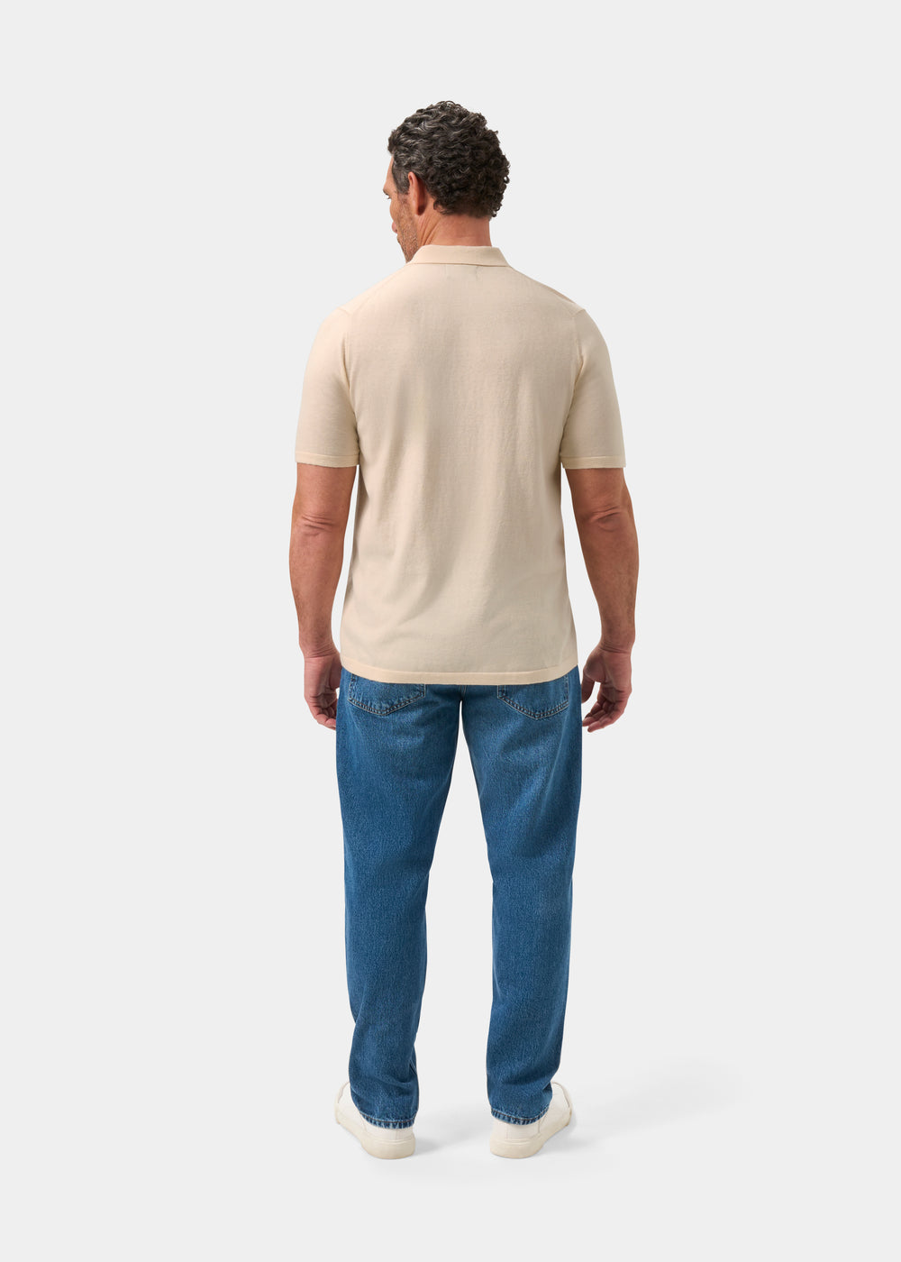 Men's Cotton Polo Shirt in Cream