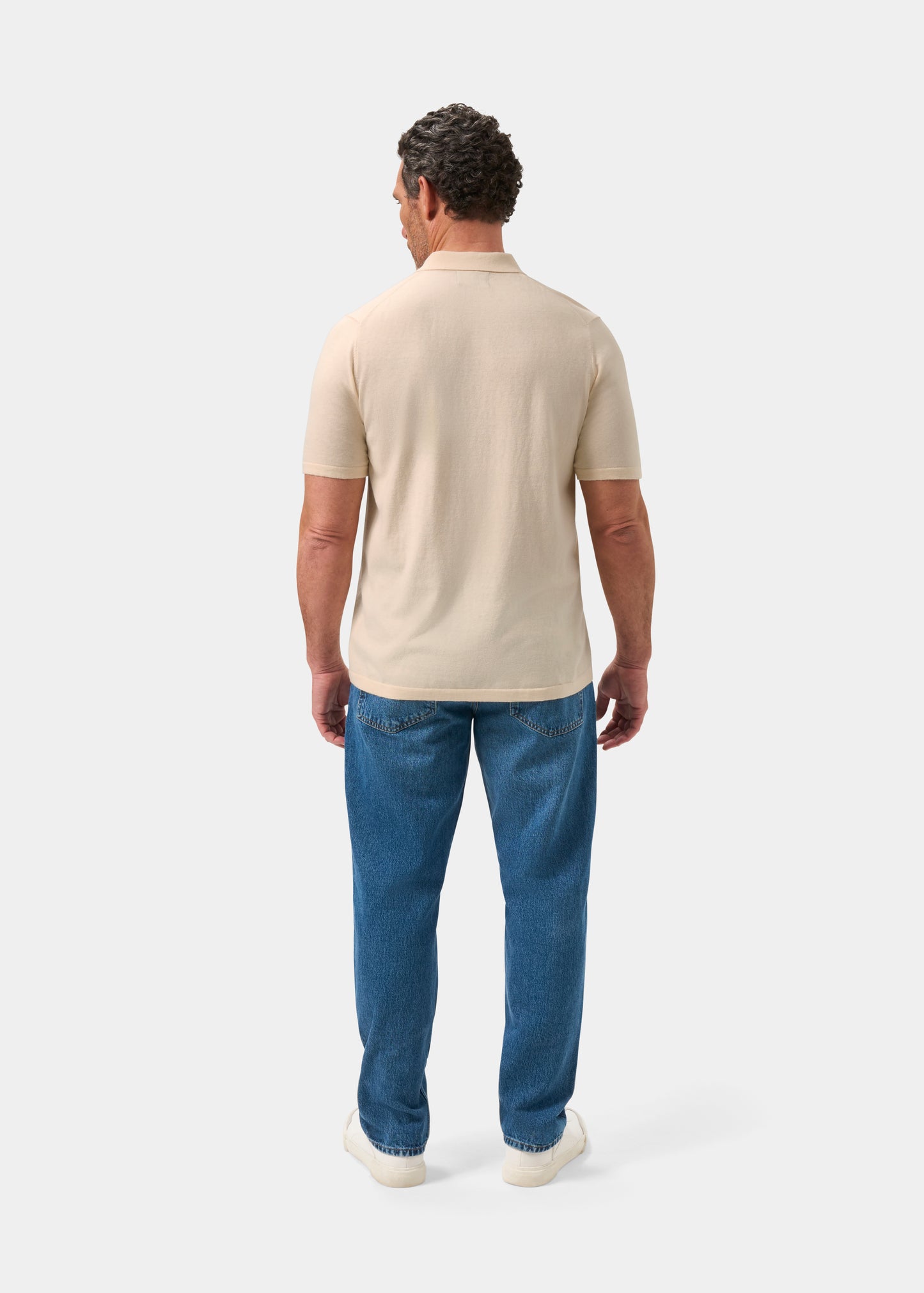 Men's Cotton Polo Shirt in Cream