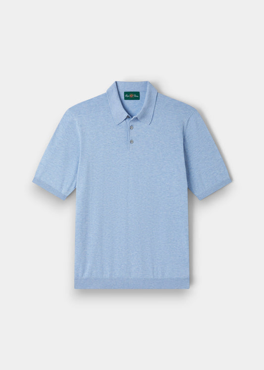 Paignton Cotton Polo Shirt In Steel Blue Mix