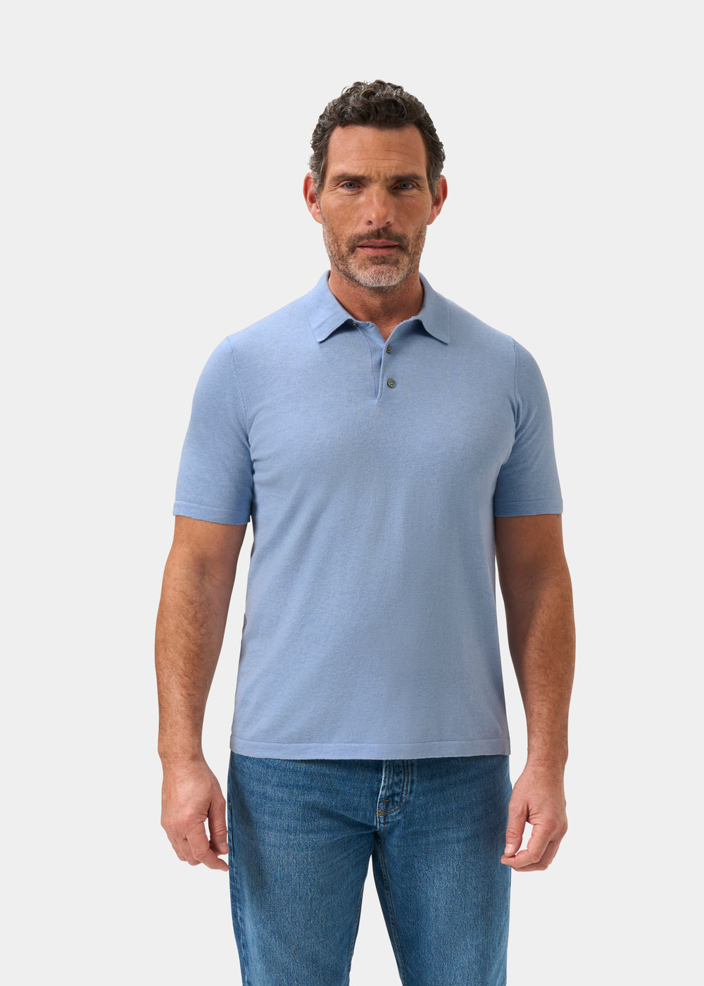 Men's Cotton Polo Shirt in Light Blue