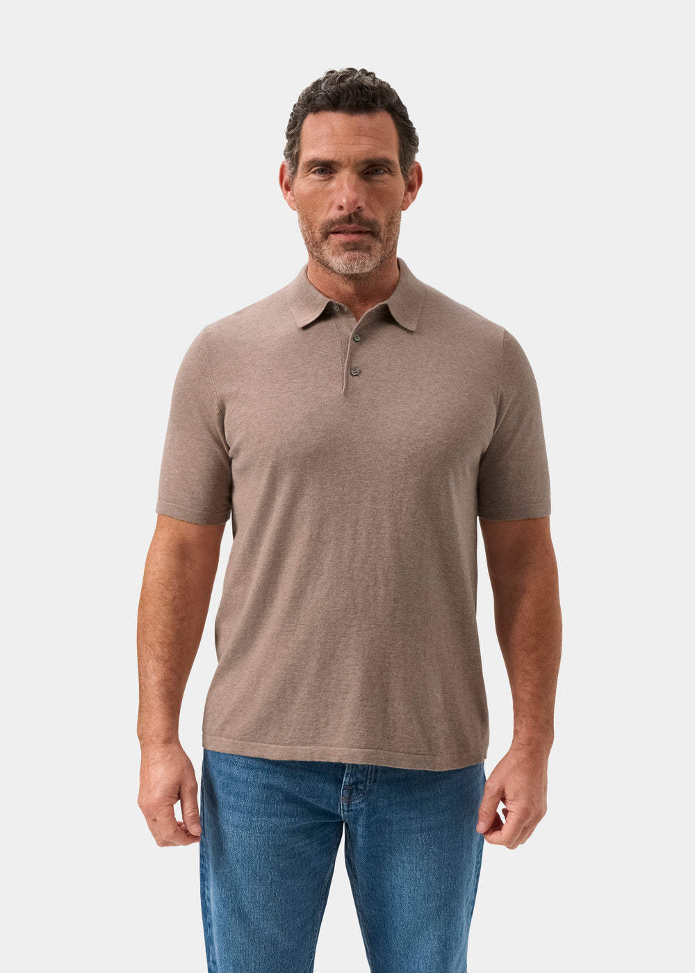 Men's Cotton Polo Shirt in Light Brown