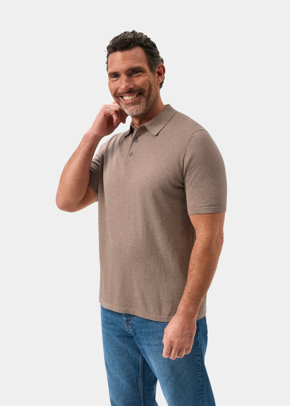Men's Cotton Polo Shirt in Light Brown