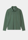 Men's Cotton Long Sleeve Polo Shirt in Green