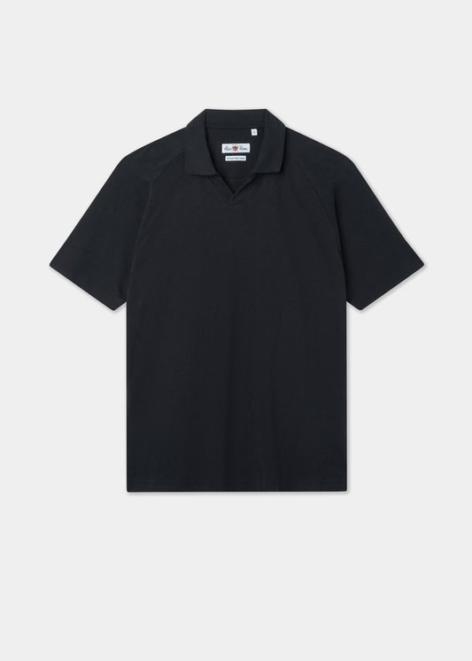 Men's Cotton Open Collar Polo Shirt in Black