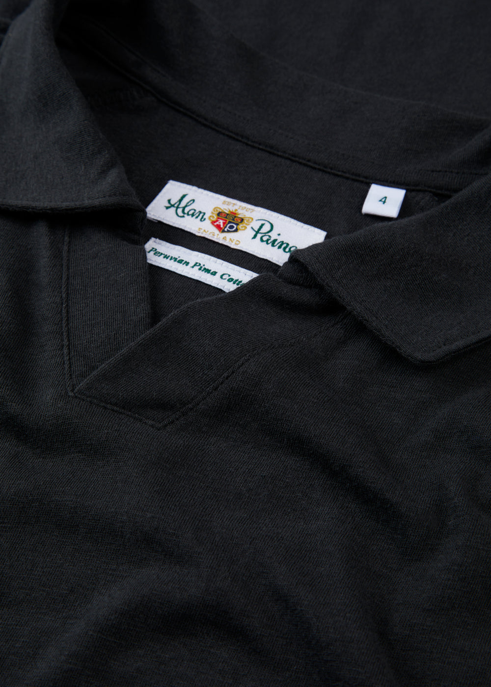 Men's Cotton Open Collar Polo Shirt in Black