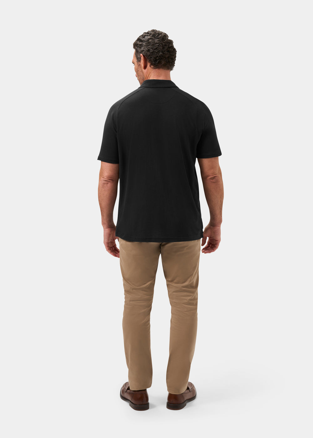 Hayling Men's Open Collar Polo In Black