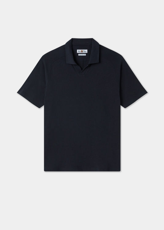 Men's Cotton Open Collar Polo Shirt in Navy