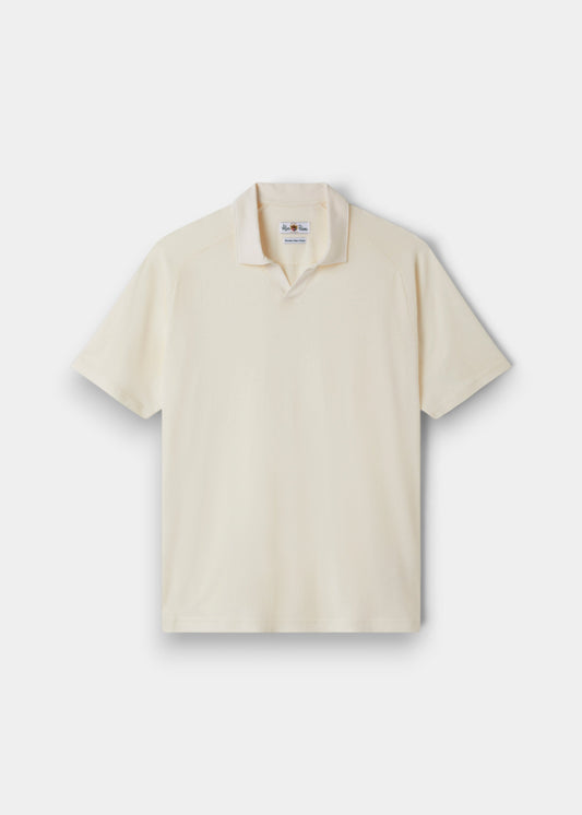Hayling Men's Open Collar Polo In Ecru