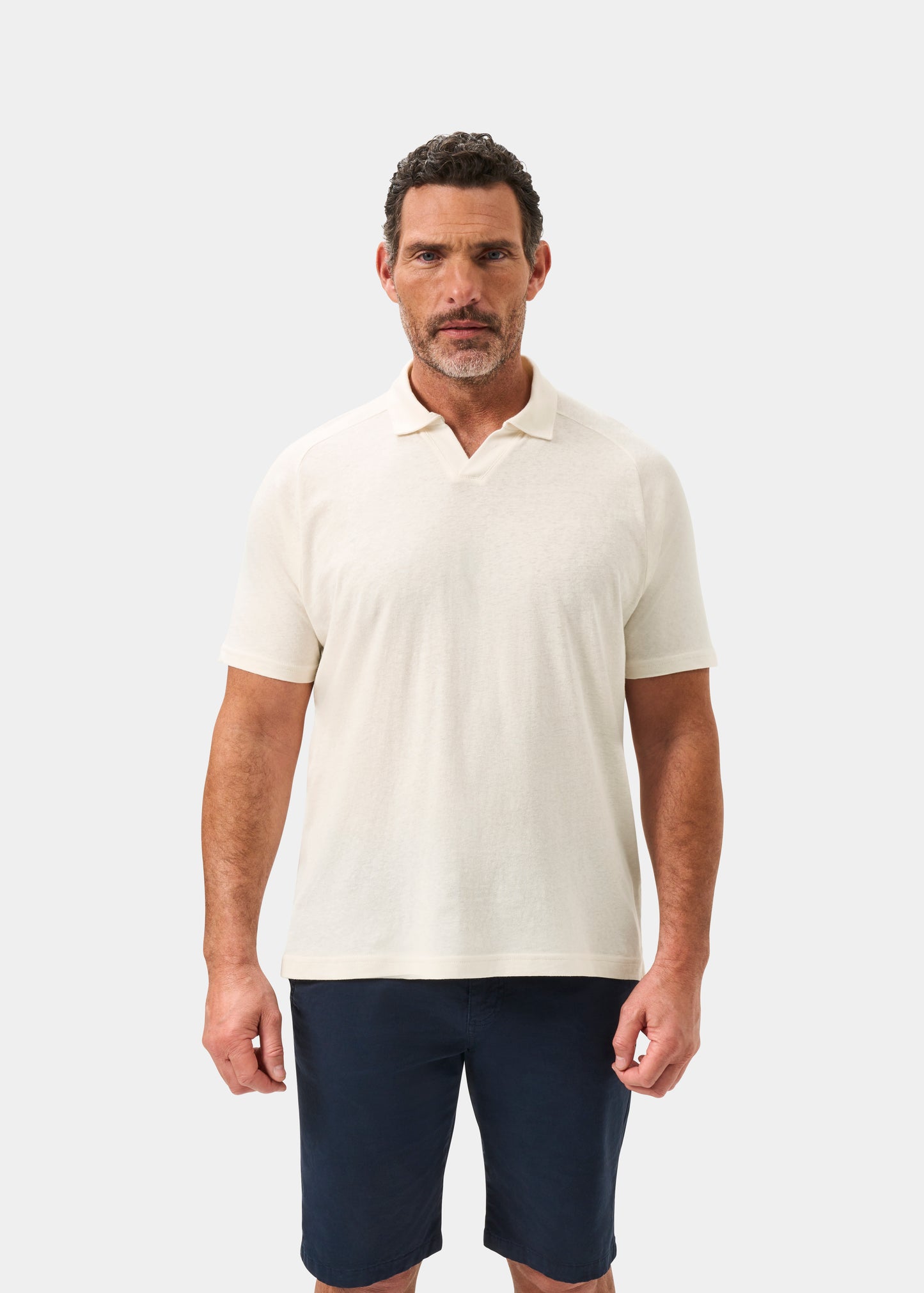 Men's Cotton Open Collar Polo Shirt in White