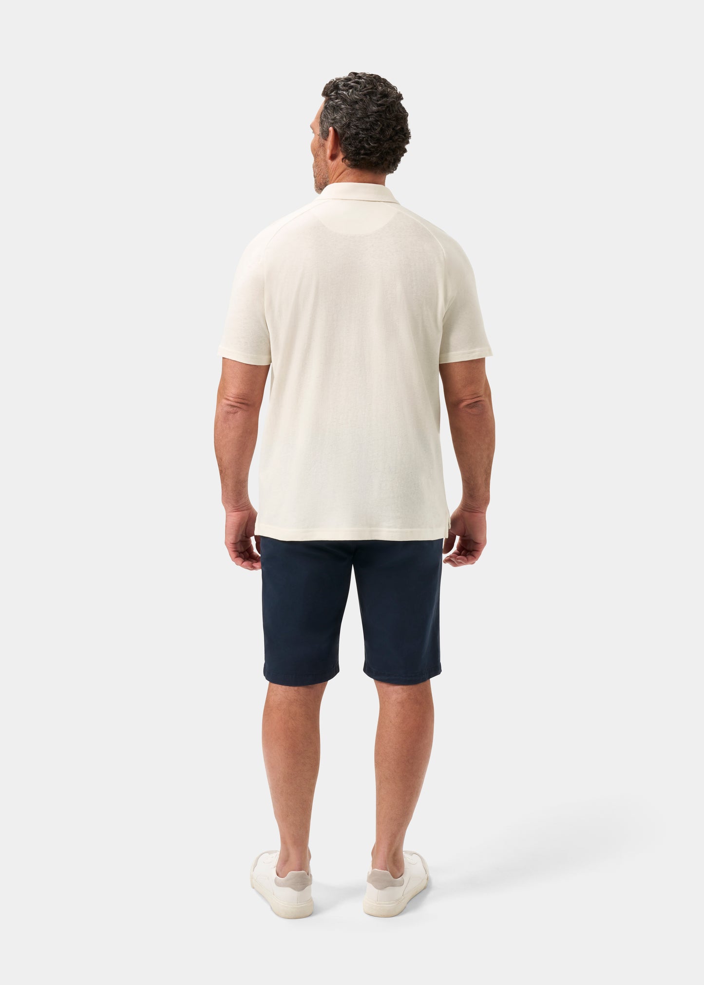 Men's Cotton Open Collar Polo Shirt in White