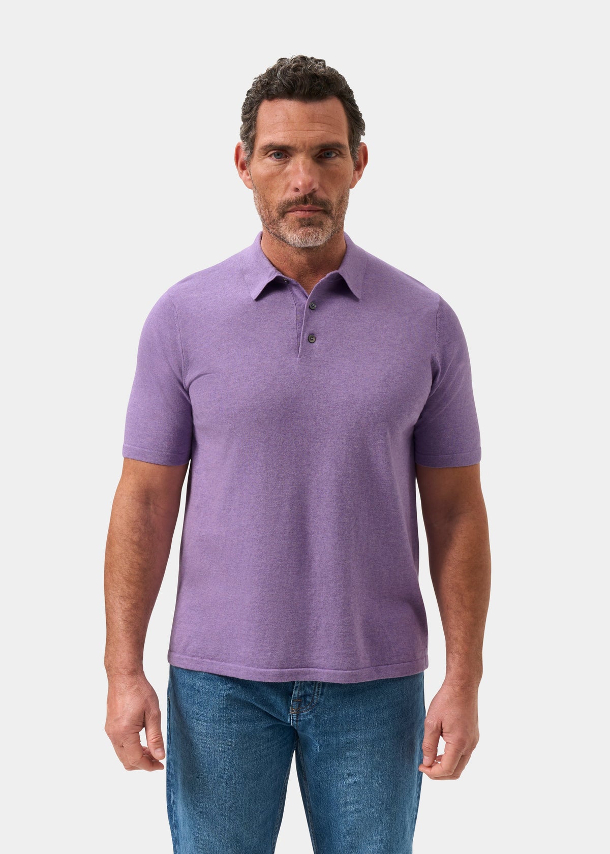 Men's Cotton Polo Shirt in Pale Purple