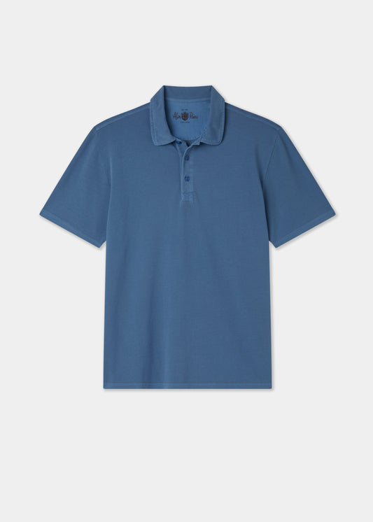 Men's Pique Cotton Polo Shirt in Blue