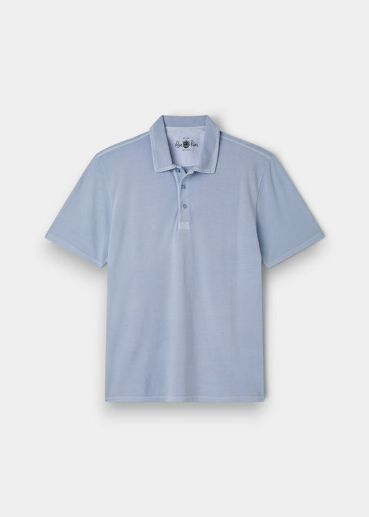 Weymouth Washed Effect Polo Shirt In Light Blue