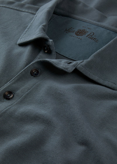 Men's Pique Cotton Polo Shirt in Navy