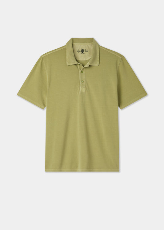 Men's Pique Cotton Polo Shirt in Olive Green