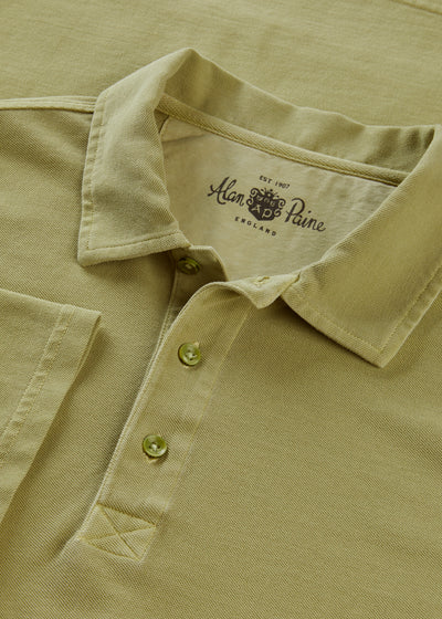 Men's Pique Cotton Polo Shirt in Olive Green