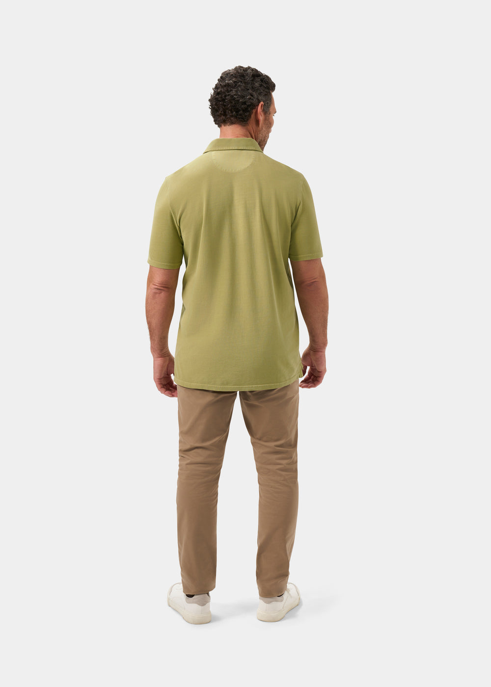 Men's Pique Cotton Polo Shirt in Olive Green