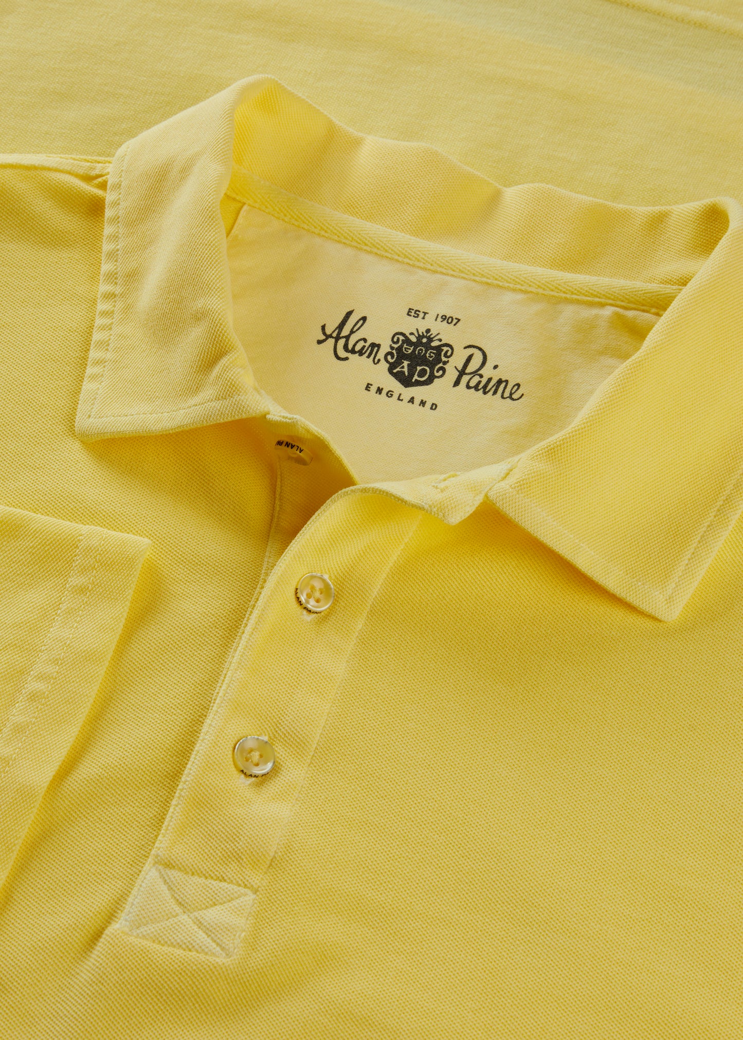 Men's Pique Cotton Polo Shirt in Yellow