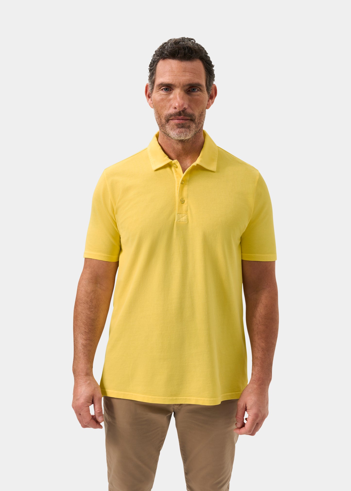 Men's Pique Cotton Polo Shirt in Yellow