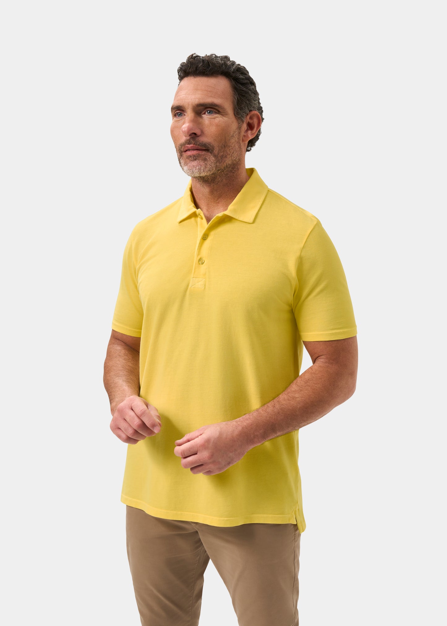 Men's Pique Cotton Polo Shirt in Yellow