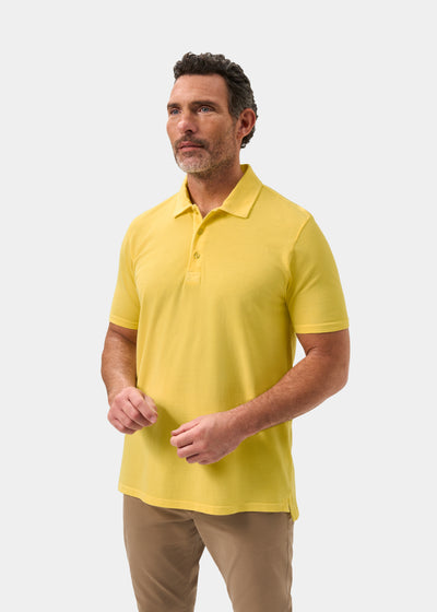 Men's Pique Cotton Polo Shirt in Yellow