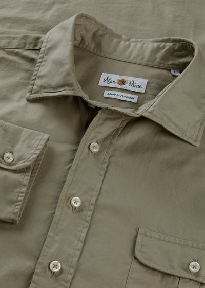 Mens Cotton Long Sleeve Shirt in Green
