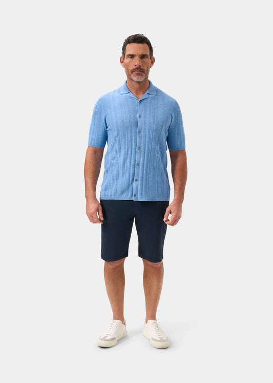 Men's Cotton Revere Collar Shirt in Blue