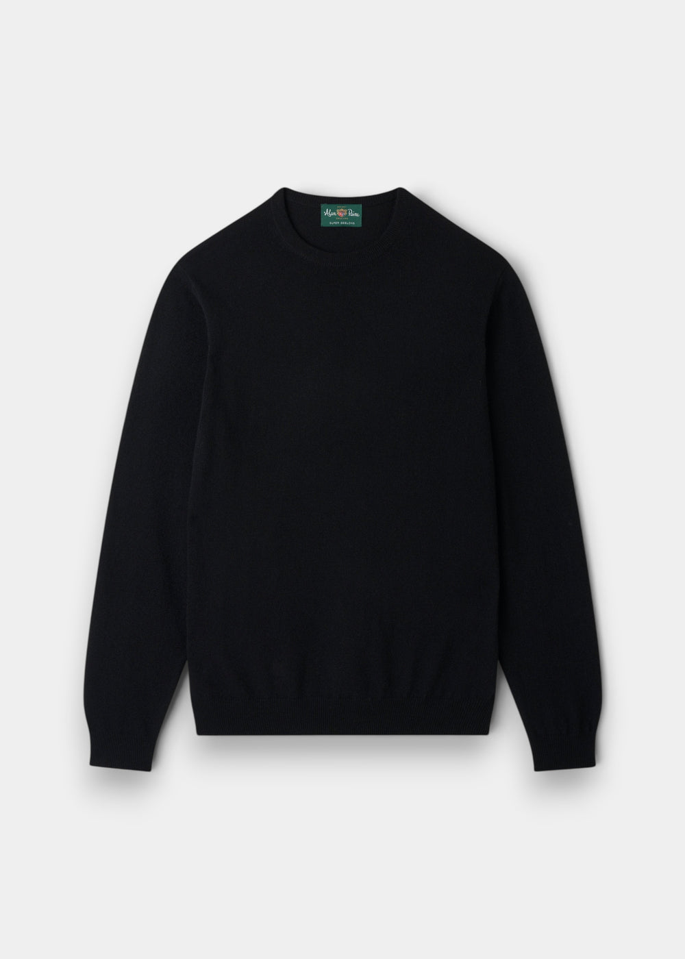 Men's Geelong Wool Crew Neck Jumper in Black