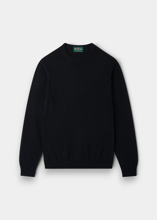 Men's Geelong Wool Crew Neck Jumper in Black