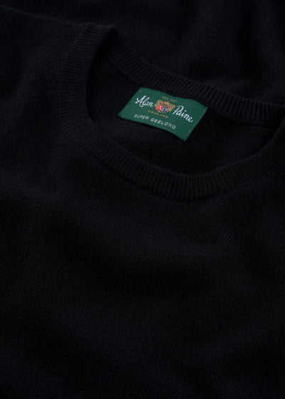 Men's Geelong Wool Crew Neck Jumper in Black