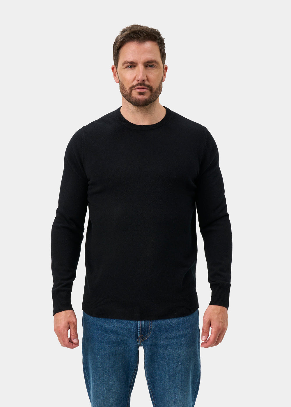 Brisbane Geelong Wool Jumper in Black - Regular Fit