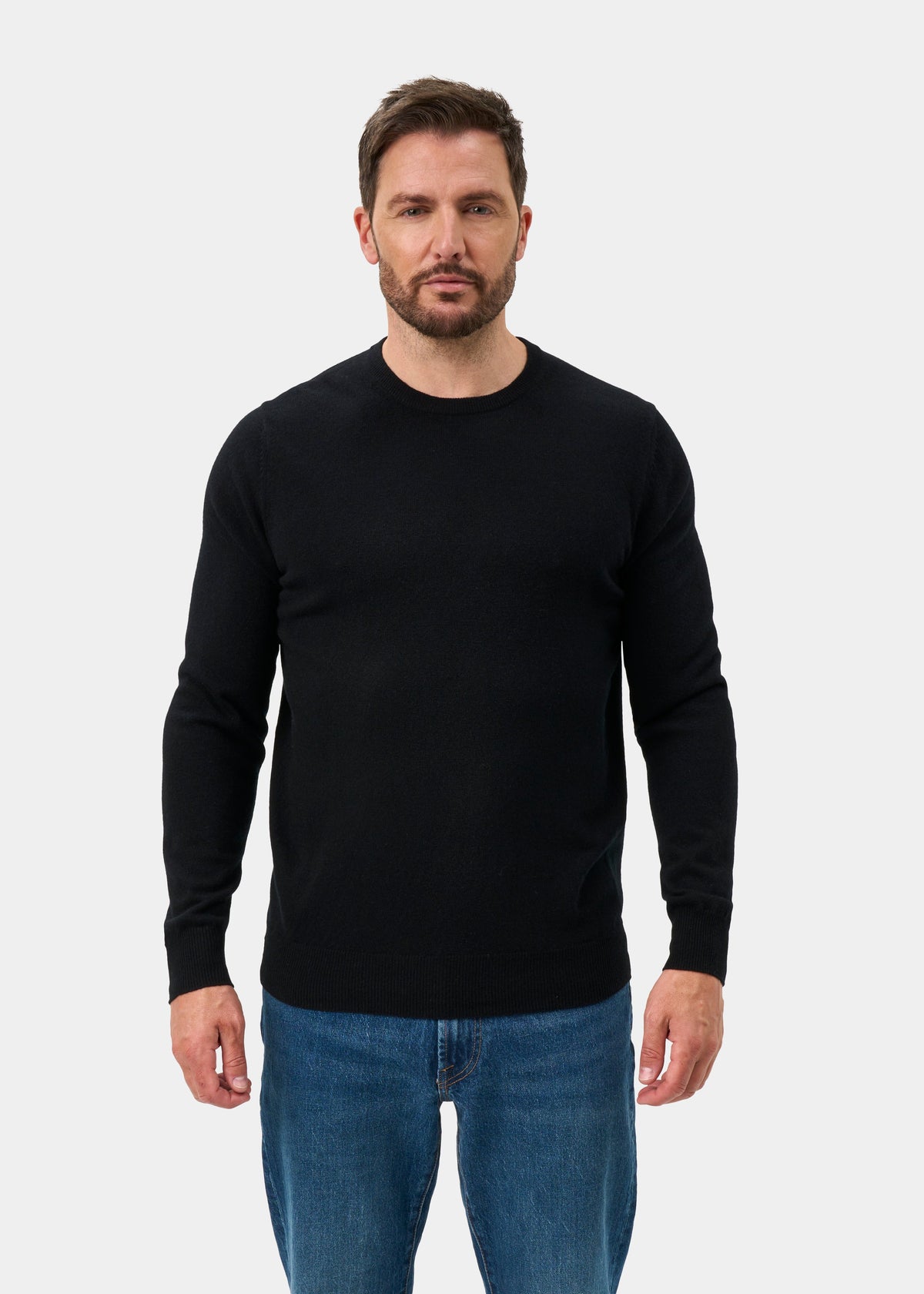 Brisbane Geelong Wool Jumper in Black - Regular Fit