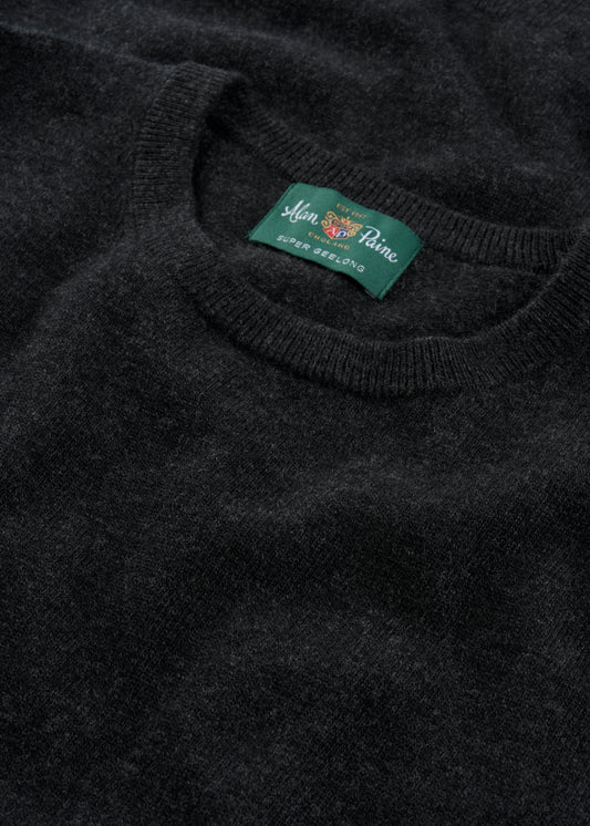 Men's Geelong Wool Crew Neck Jumper in Charcoal