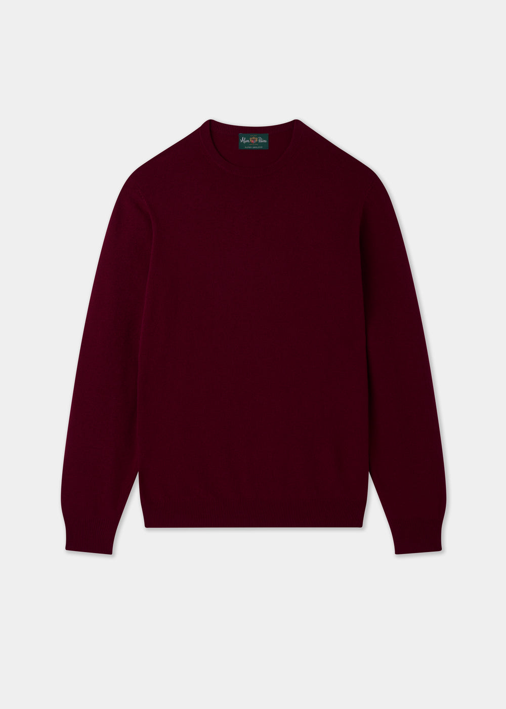Men's Geelong Wool Crew Neck Jumper in Claret