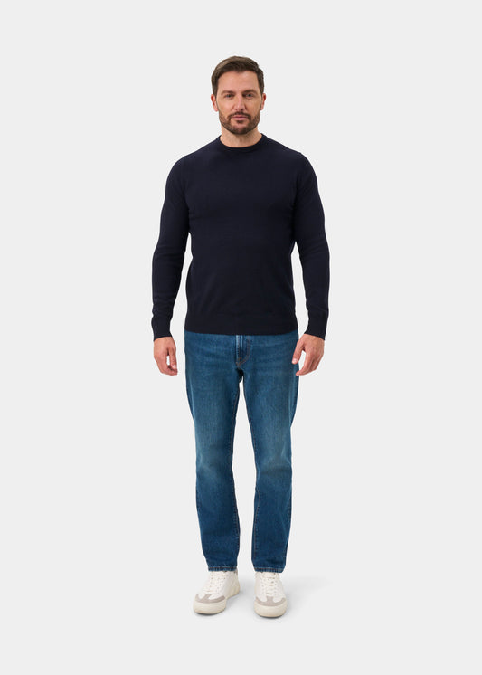 Brisbane Geelong Wool Jumper in Dark Navy - Regular Fit