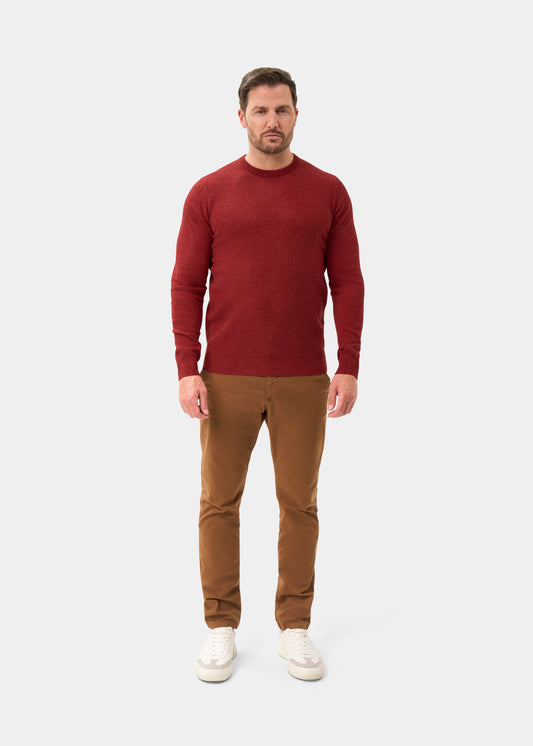 Men's Geelong Wool Crew Neck Jumper in Poppy Melange