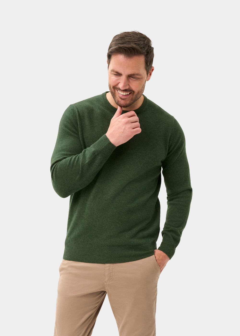 Men's Geelong Wool Crew Neck Jumper in Rosemary