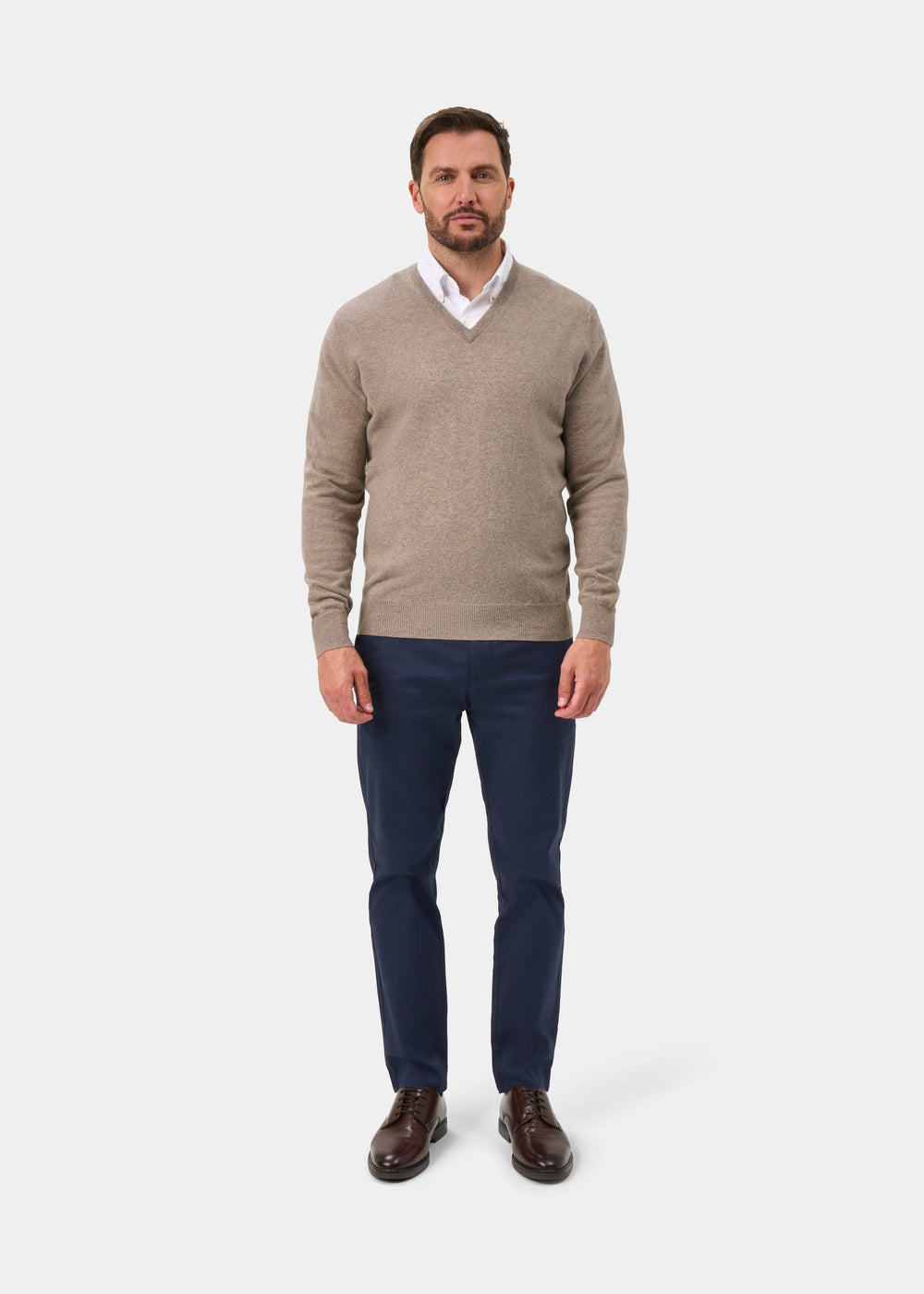 Albury Geelong Wool Jumper in Mushroom - Regular Fit