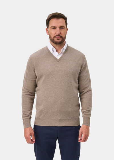 Albury Geelong Wool Jumper in Mushroom - Regular Fit