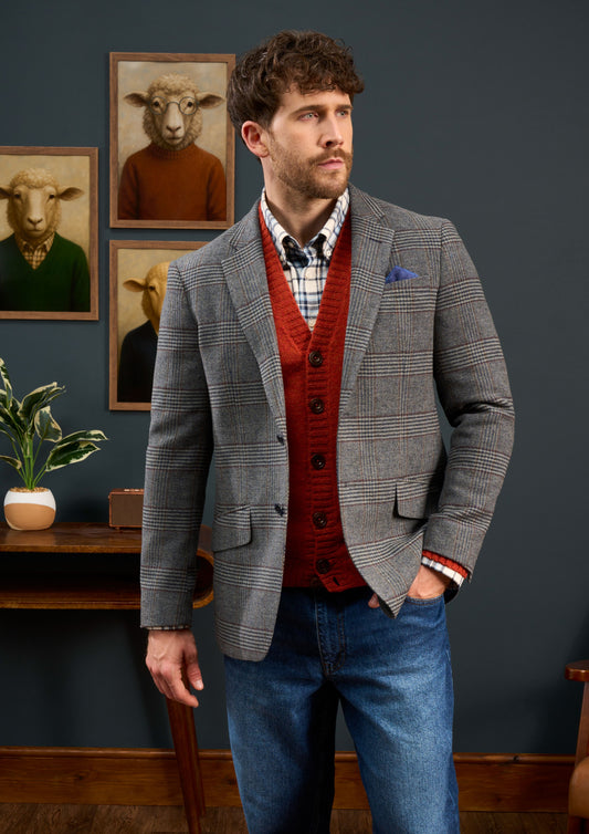 Mens-Grey-Tweed-Blazer-Grey-Check