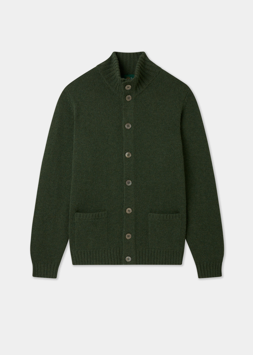 Men's Lambswool Buttoned Jumper With Mock Neck In Rosemary
