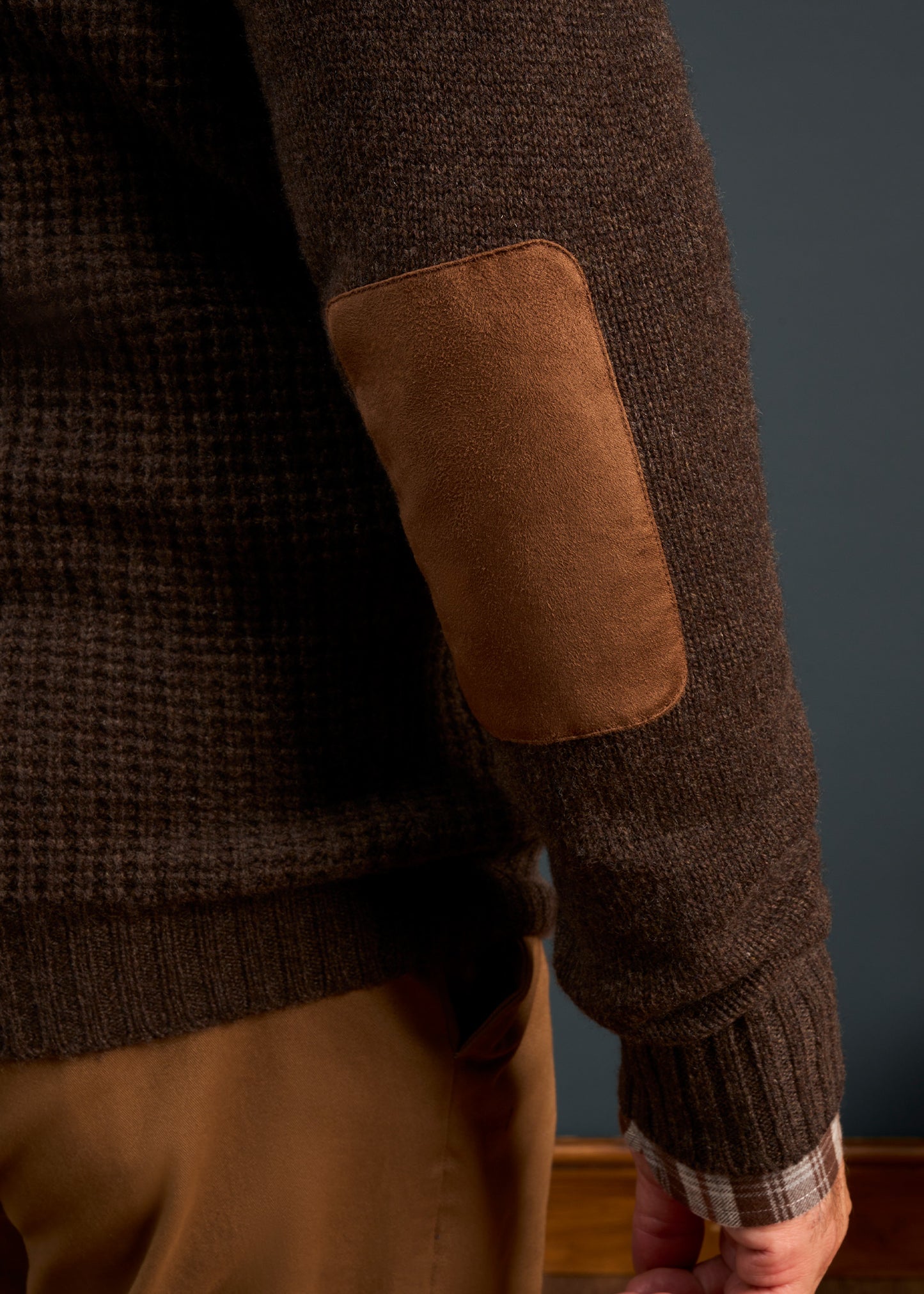 Duchally Men's Waffle Stitch Wool Jacket Cocoa